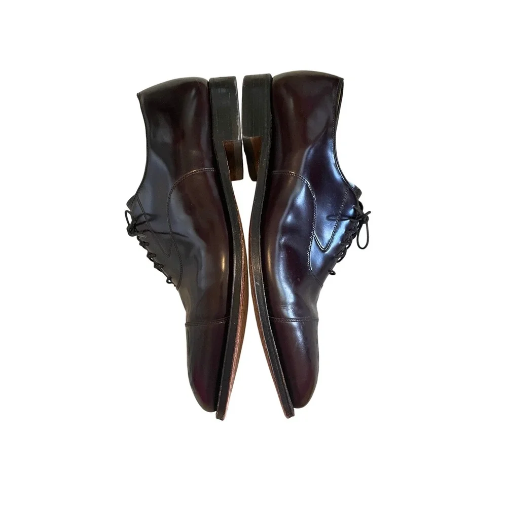 Burgundy Leather Cap Toe Oxford Shoes Size 13 by Johnston & Murphy